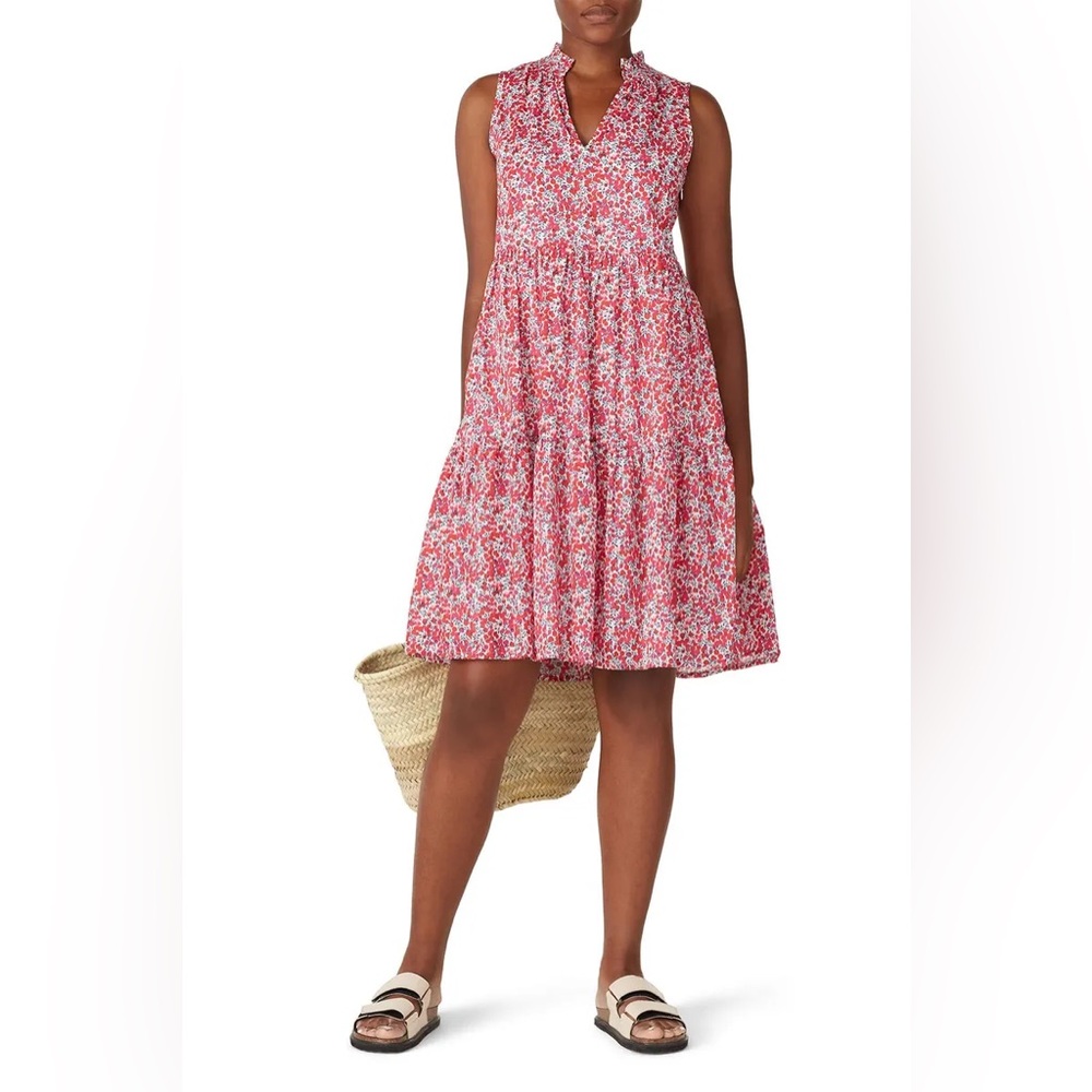 J.Crew Dress poplin tiered cotton popover Liberty Fabric Floral Sleeveless small